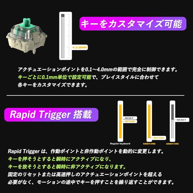 Wooting 60he ゲーミングキーボード ラピッドトリガー搭載|プロ使用モデル【異次元の操作感】